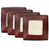 Gourmet Basics Belmont Set of 4 Red Square Dinner Plates