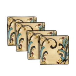 Gourmet Basics Belmont Set of 4 Square Leaves Salad Plates