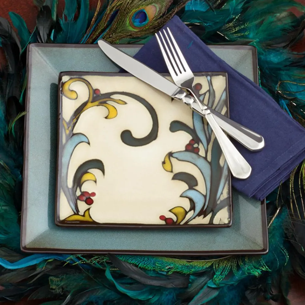Gourmet Basics Belmont Set of 4 Square Leaves Salad Plates