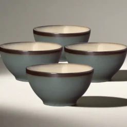 Gourmet Basics Belmont Set of 4 Blue Soup Cereal Bowls