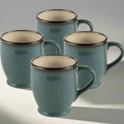 Gourmet Basics Belmont Set of 4 Blue Mugs