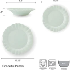 Graceful Petals 12 Piece Dinnerware Set, Service for 4