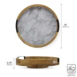 Gray Marble Lazy Susan Serve Tray