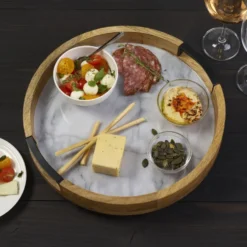 Gray Marble Lazy Susan Serve Tray