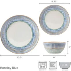 Hensley Blue 12 Piece Dinnerware Set, Service for 4