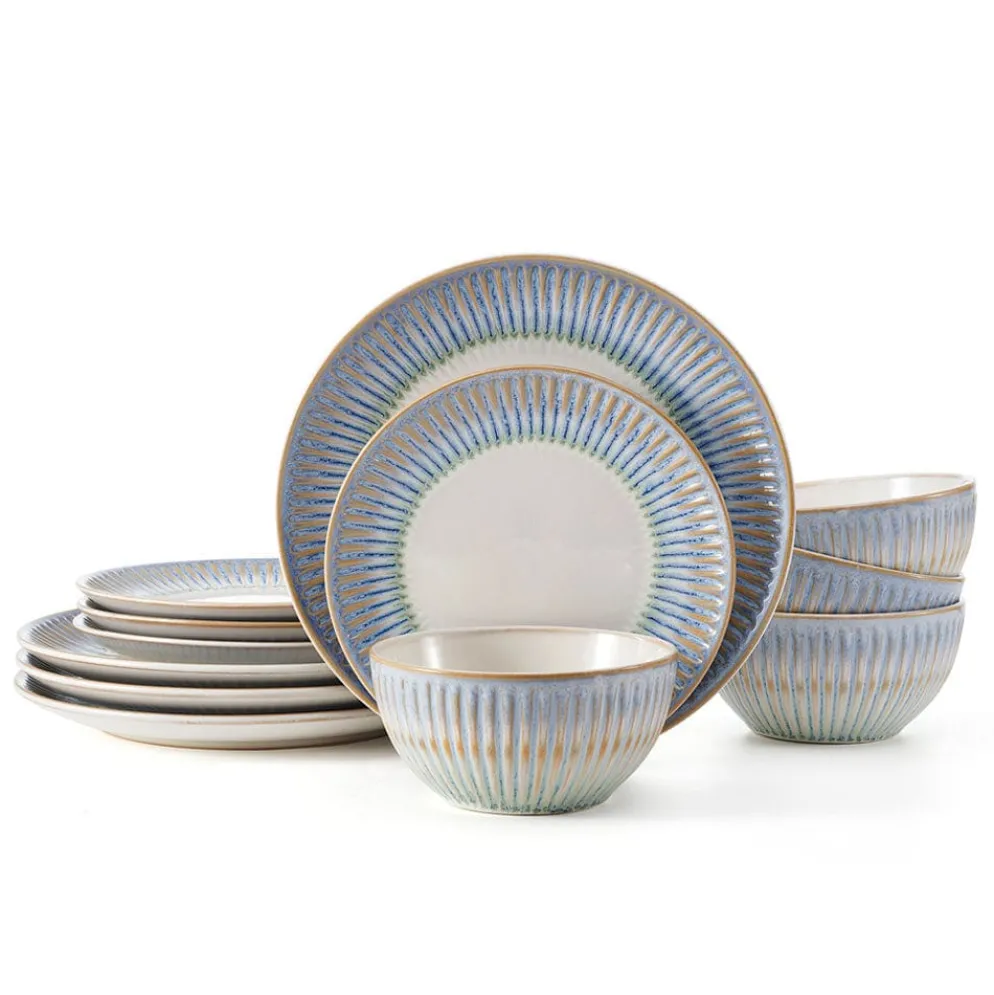 Hensley Blue 12 Piece Dinnerware Set, Service for 4