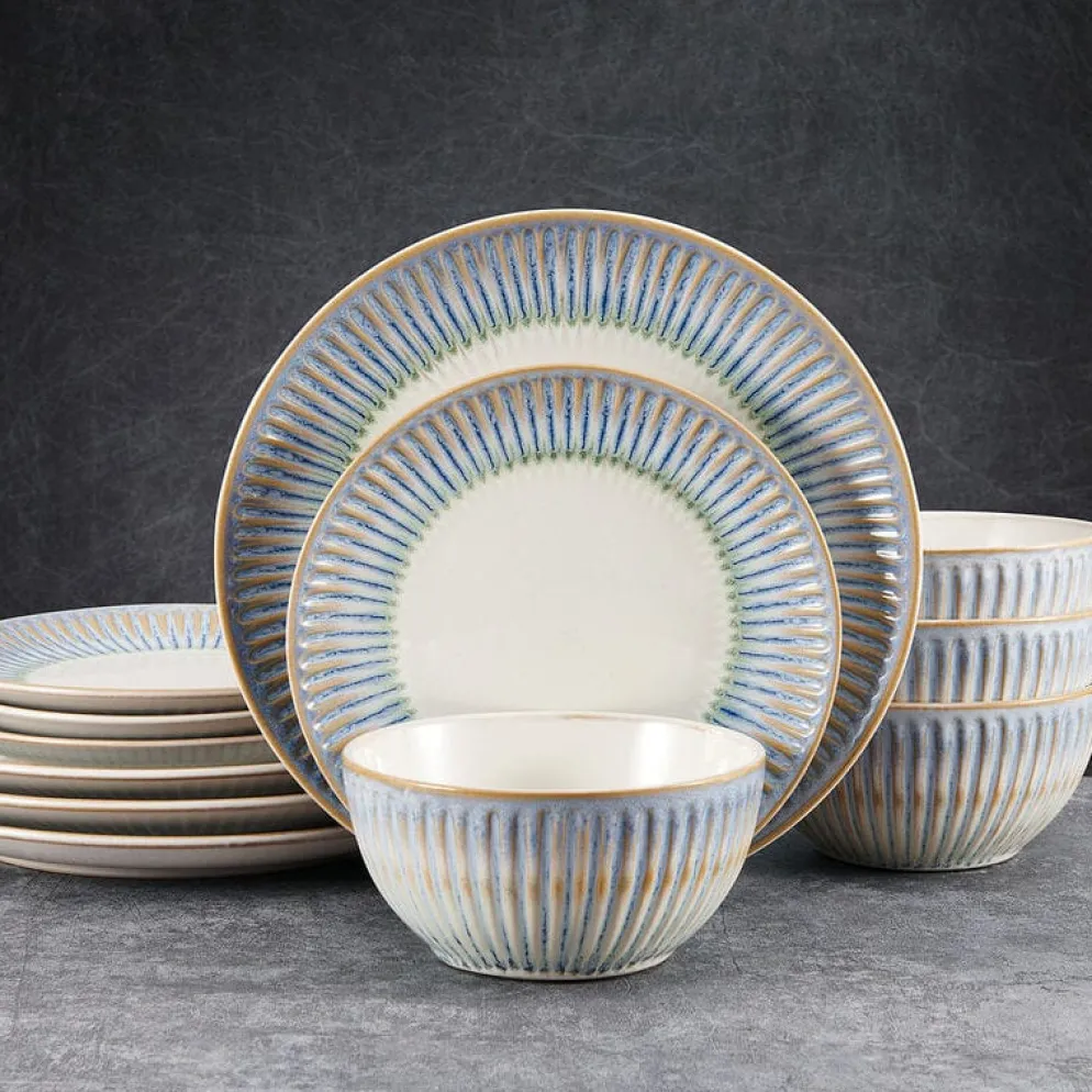 Hensley Blue 12 Piece Dinnerware Set, Service for 4