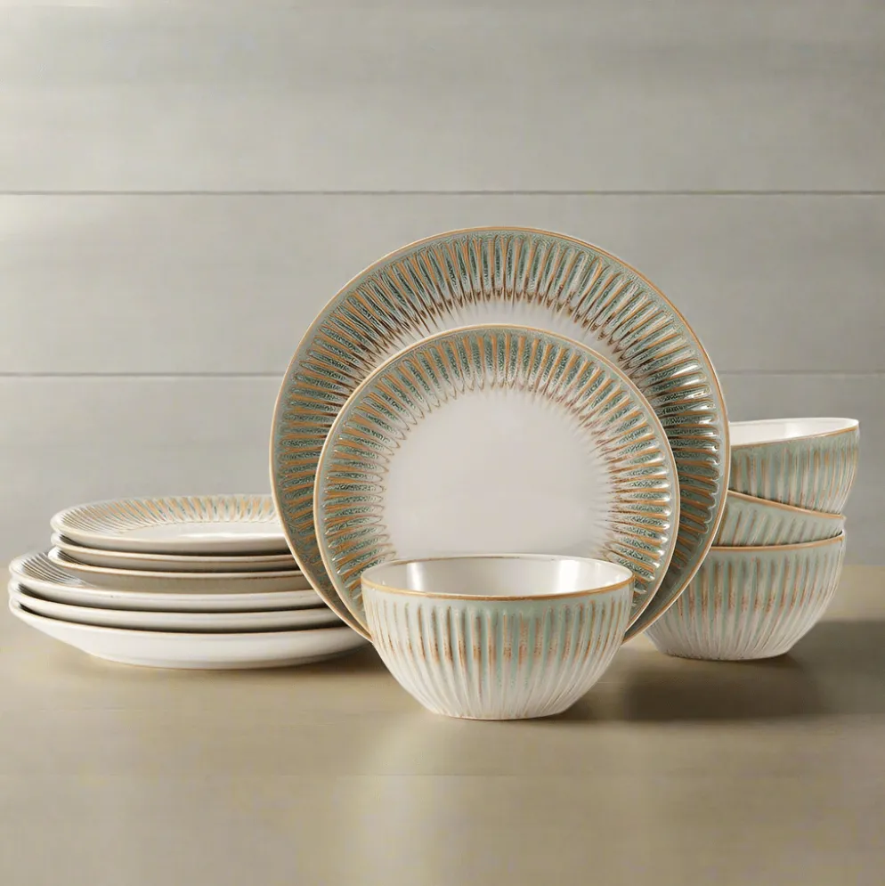 Hensley Green 12 Piece Dinnerware Set, Service for 4