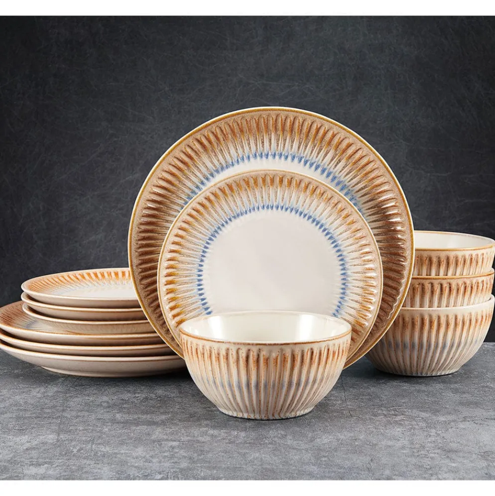 Hensley Taupe 12 Piece Dinnerware Set, Service for 4