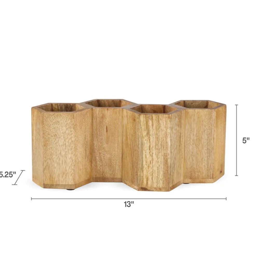 Hex Wood Flatware Storage Caddy