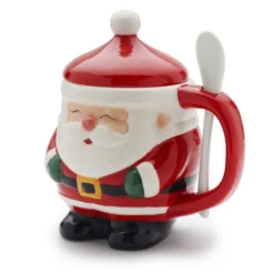 Holiday Covered Santa Mug with Spoon