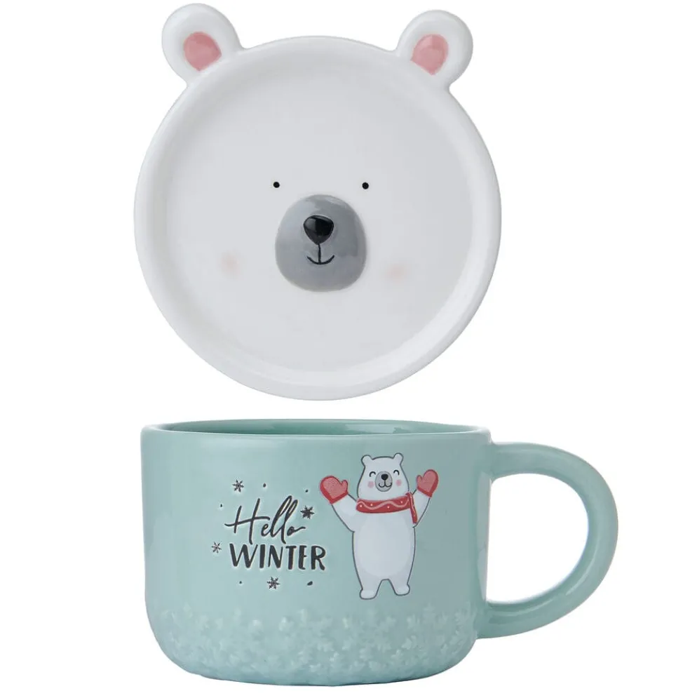 Holiday Polar Bear Mug with Lid