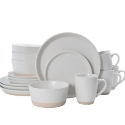 Hudson Beige 16 Piece Dinnerware Set, Service for 4