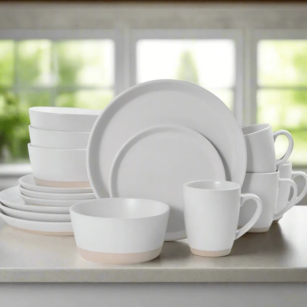 Hudson Beige 16 Piece Dinnerware Set, Service for 4