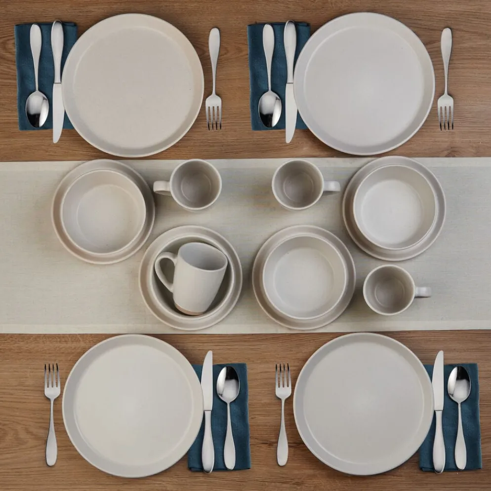 Hudson Beige 16 Piece Dinnerware Set, Service for 4