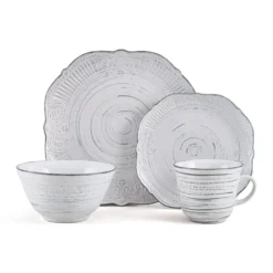 Isabella Gray 16 Piece Dinnerware Set, Service for 4
