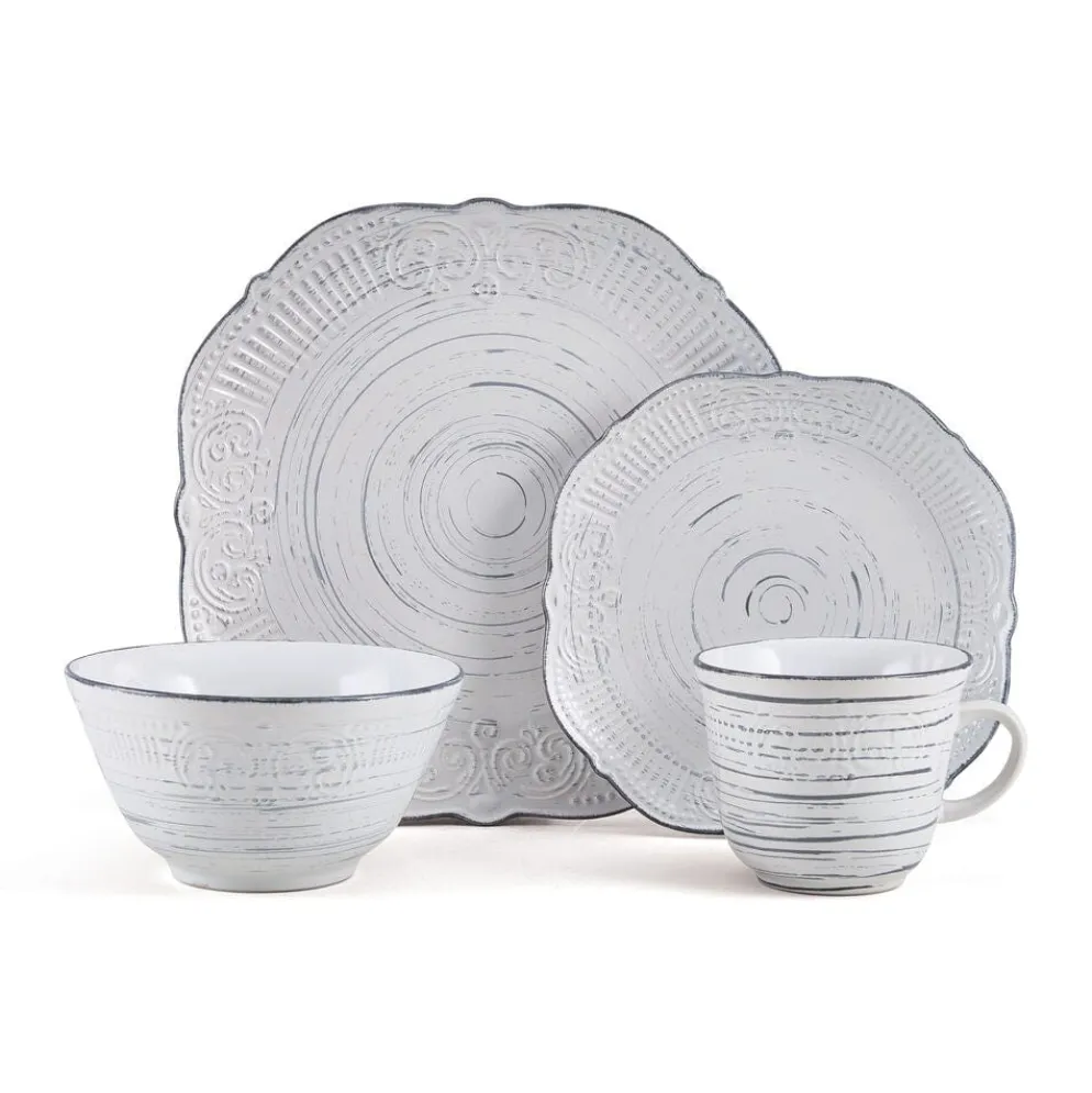 Isabella Gray 16 Piece Dinnerware Set, Service for 4