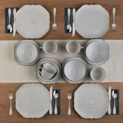 Isabella Gray 16 Piece Dinnerware Set, Service for 4