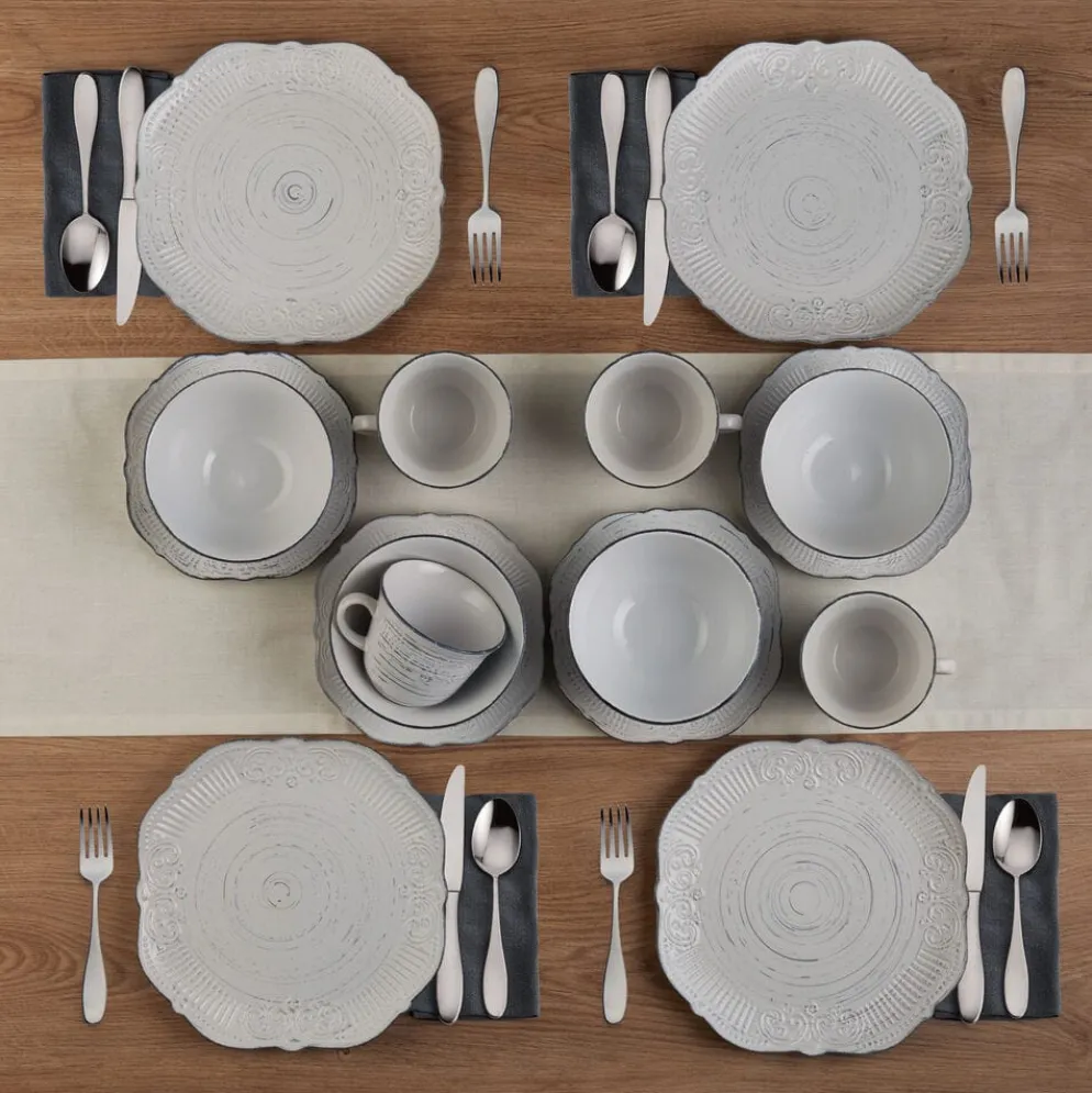 Isabella Gray 16 Piece Dinnerware Set, Service for 4