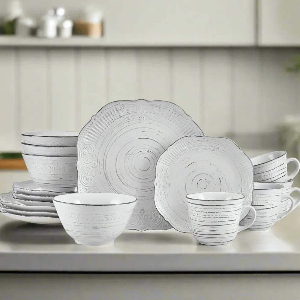 Isabella Gray 16 Piece Dinnerware Set, Service for 4