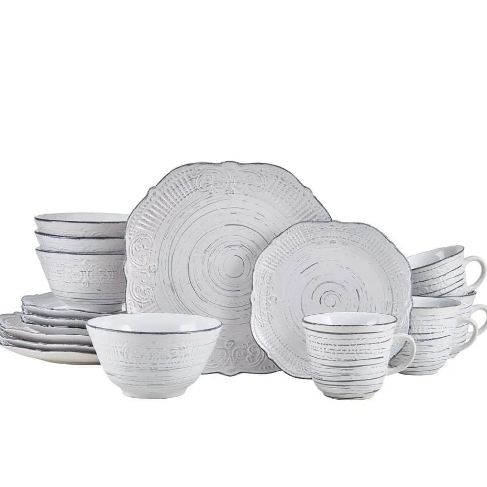 Isabella Gray 16 Piece Dinnerware Set, Service for 4