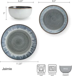 Jaimie 12 Piece Dinnerware Set, Service for 4