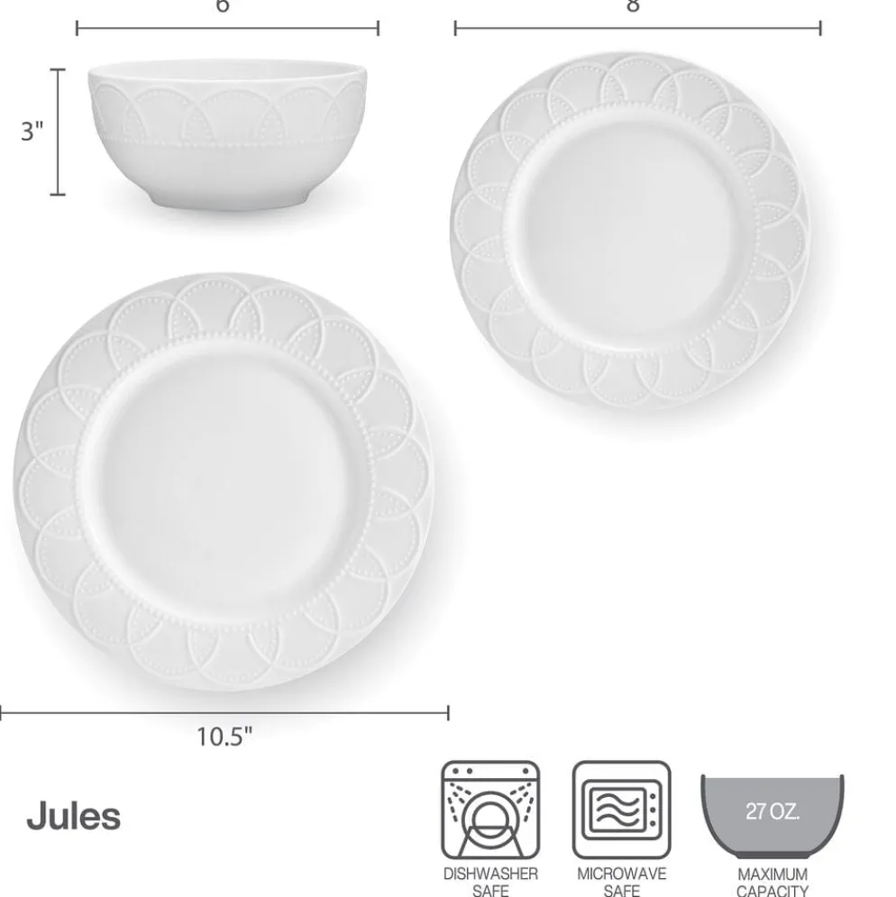 Jules 12 Piece Dinnerware Set, Service for 4