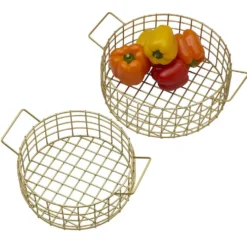 Kendall Set Of 2 Gold Centerpiece Baskets