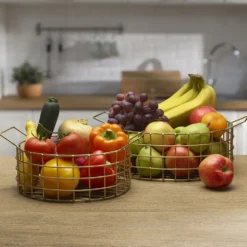 Kendall Set Of 2 Gold Centerpiece Baskets