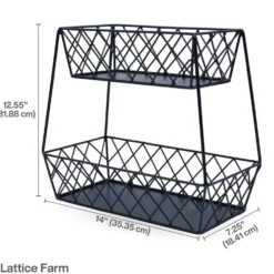 Lattice Farm Flat Back 2 Tier Storage Basket