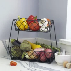 Lattice Farm Flat Back 2 Tier Storage Basket