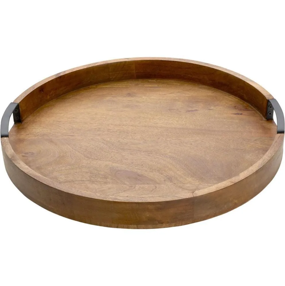 Lazy Susan Mango Wood Serve Tray, 18 Inch