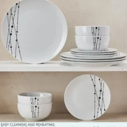 Linear Symphony 12 Piece Dinnerware Set, Service for 4