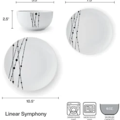 Linear Symphony 12 Piece Dinnerware Set, Service for 4