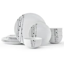 Linear Symphony 12 Piece Dinnerware Set, Service for 4