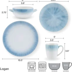 Logan 16 Piece Dinnerware Set, Service for 4