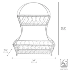 Loop And Lattice 2 Tier White Flatback Storage Basket
