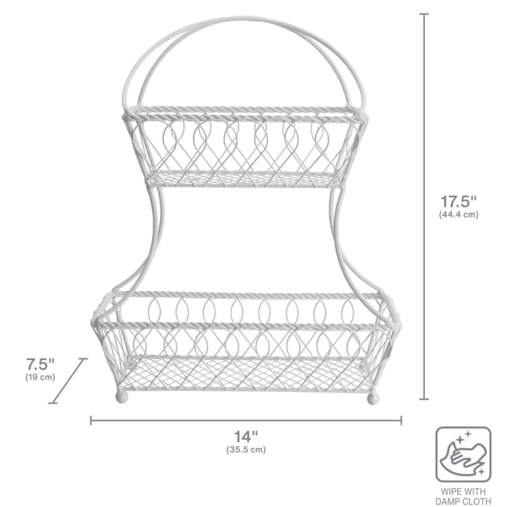 Loop And Lattice 2 Tier White Flatback Storage Basket