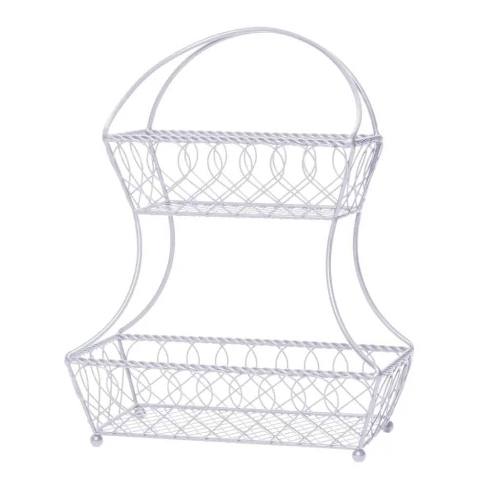 Loop And Lattice 2 Tier White Flatback Storage Basket