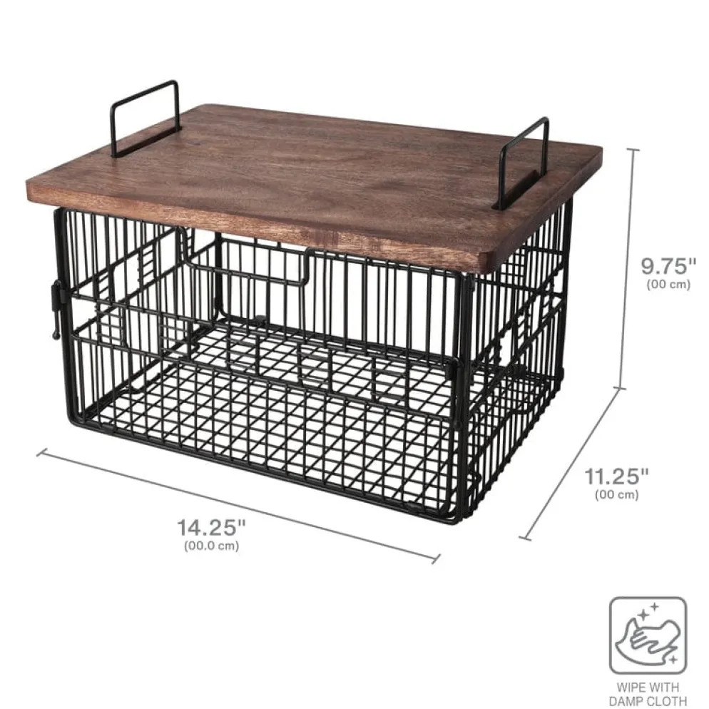 Madam Grid Stacking and Nesting Basket with Mango Wood Lid
