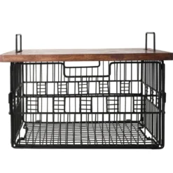 Madam Grid Stacking and Nesting Basket with Mango Wood Lid