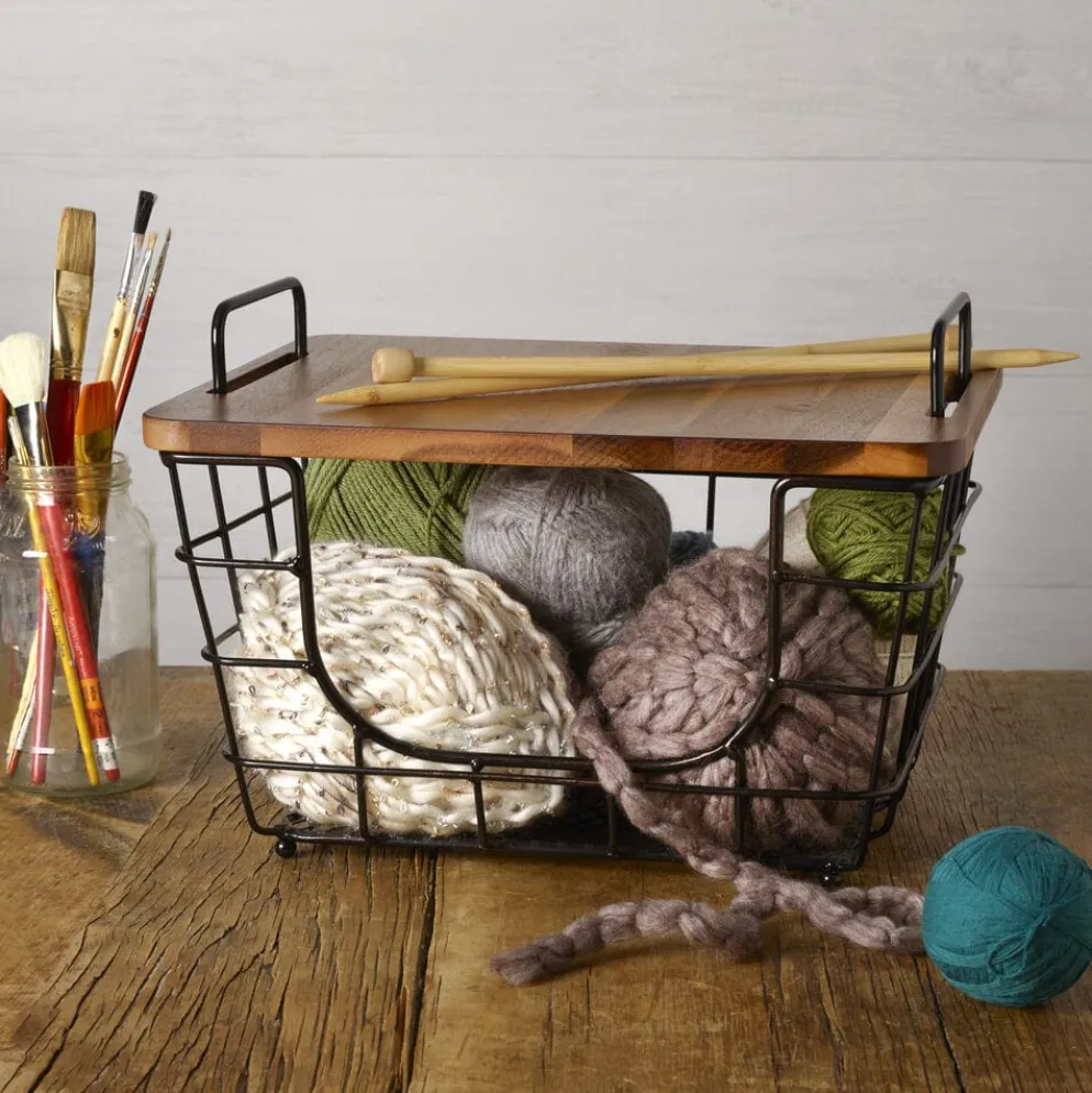 Madam Stacking And Nesting Basket with Acacia Lid