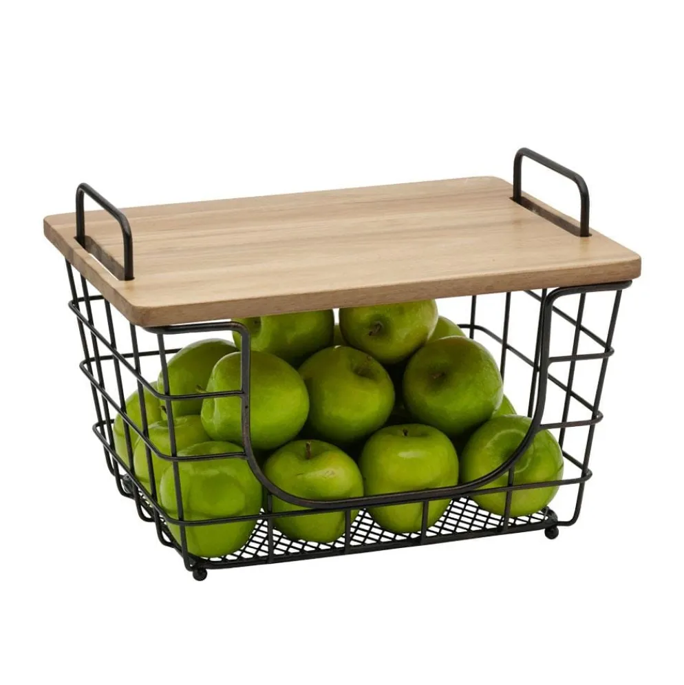 Madam Stacking And Nesting Basket with Acacia Lid