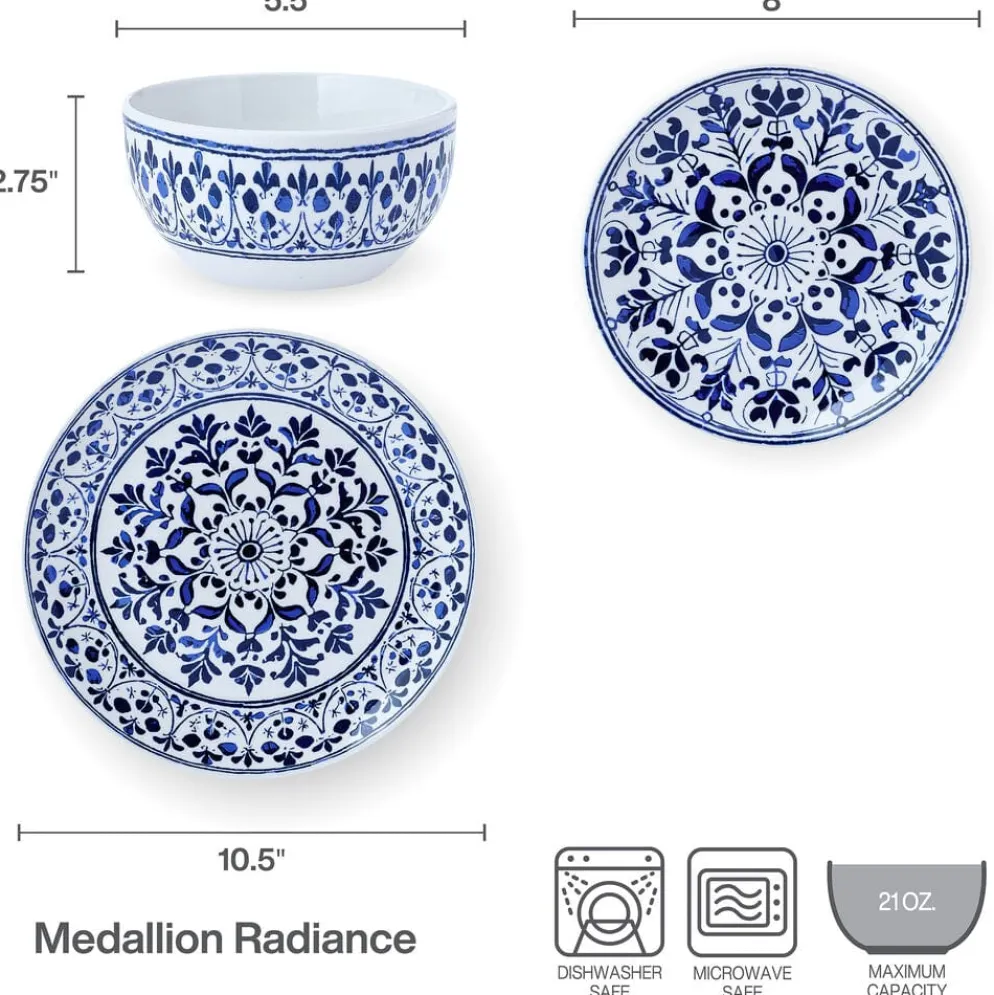 Medallion Radiance 12 Piece Dinnerware Set, Service for 4