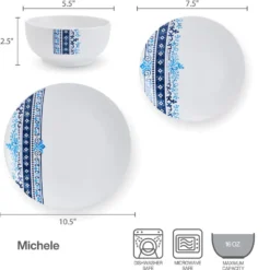 Michele 12 Piece Dinnerware Set, Service for 4