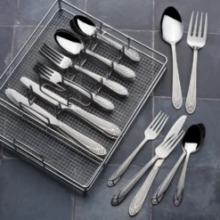 Mirage Frost 42 Piece Flatware Set with Wire Caddy, Service for 8