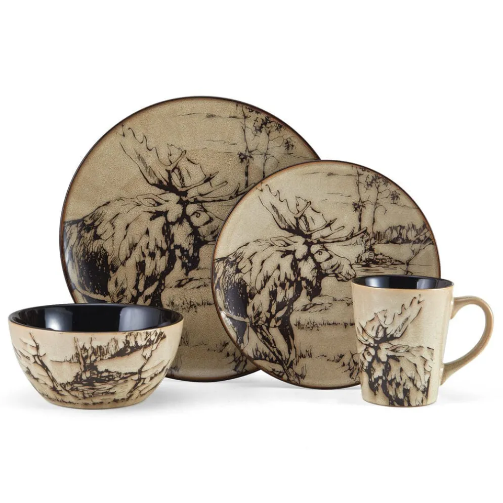 Mossy Oak Animal Print 16 Piece Dinnerware Set, Service for 4