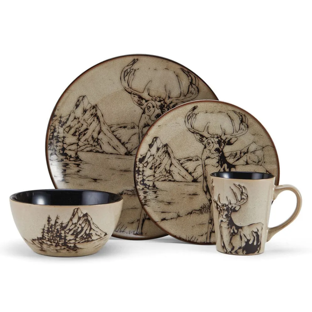 Mossy Oak Animal Print 16 Piece Dinnerware Set, Service for 4
