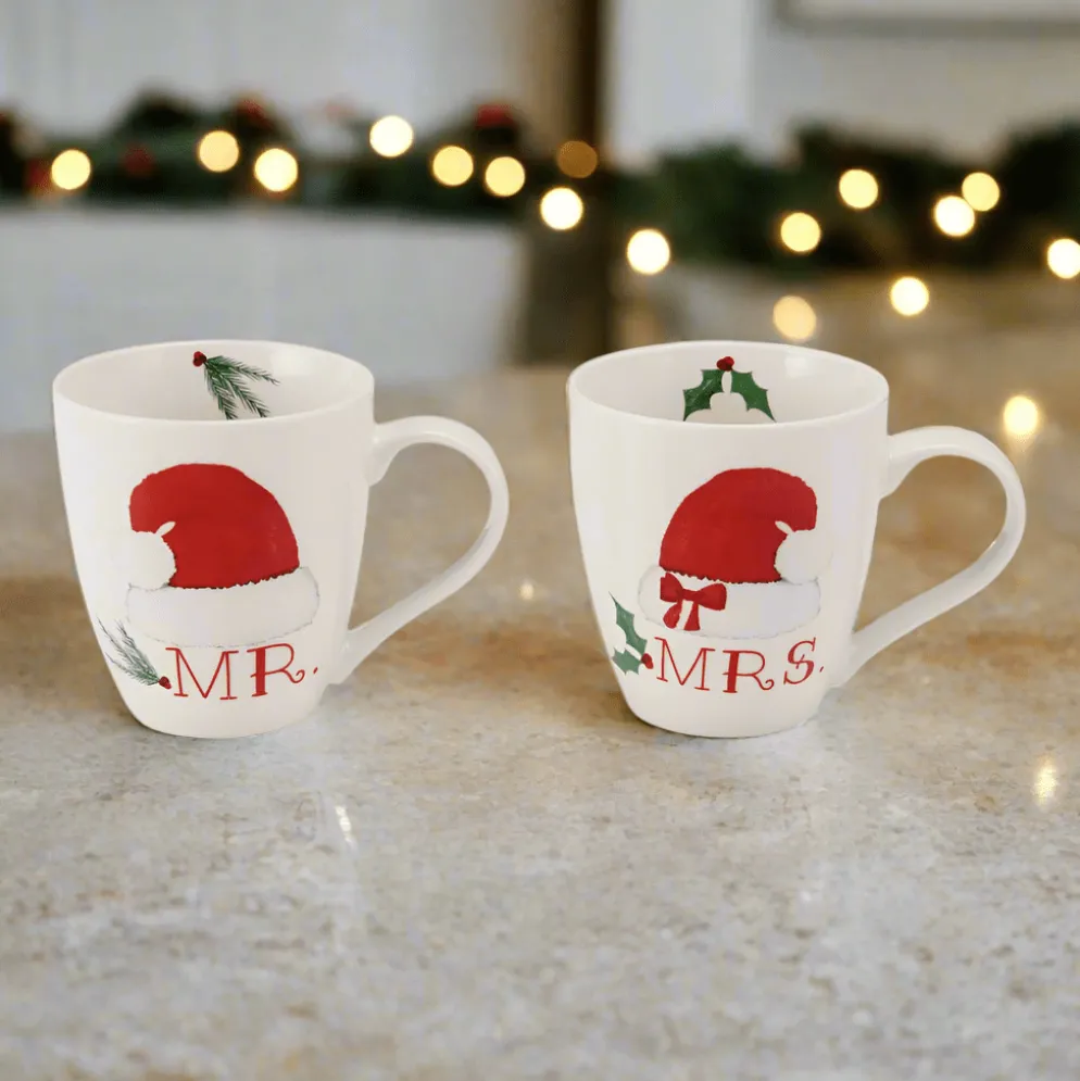 Mr. & Mrs. Santa Hat Set of 2 Mugs