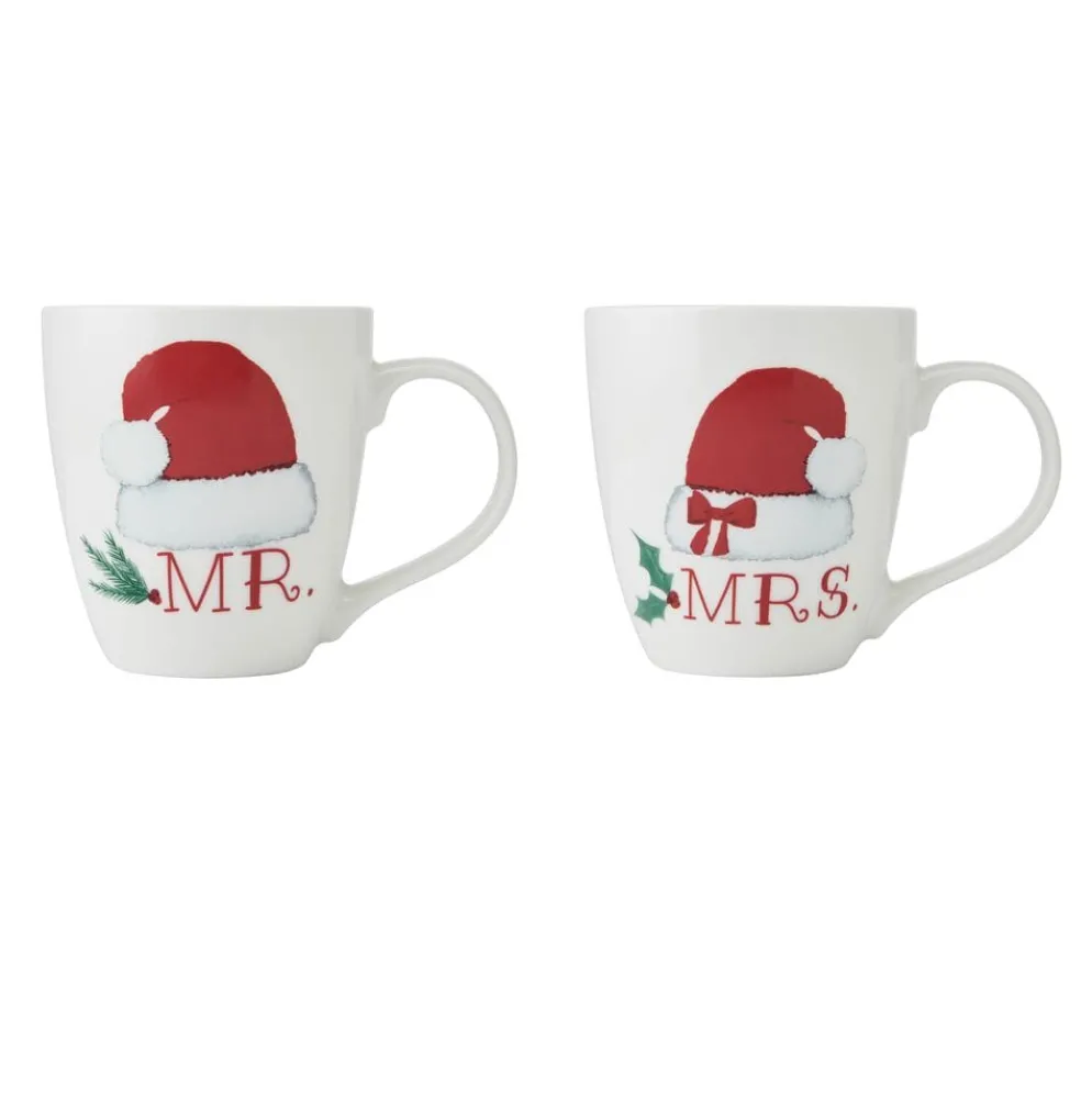 Mr. & Mrs. Santa Hat Set of 2 Mugs